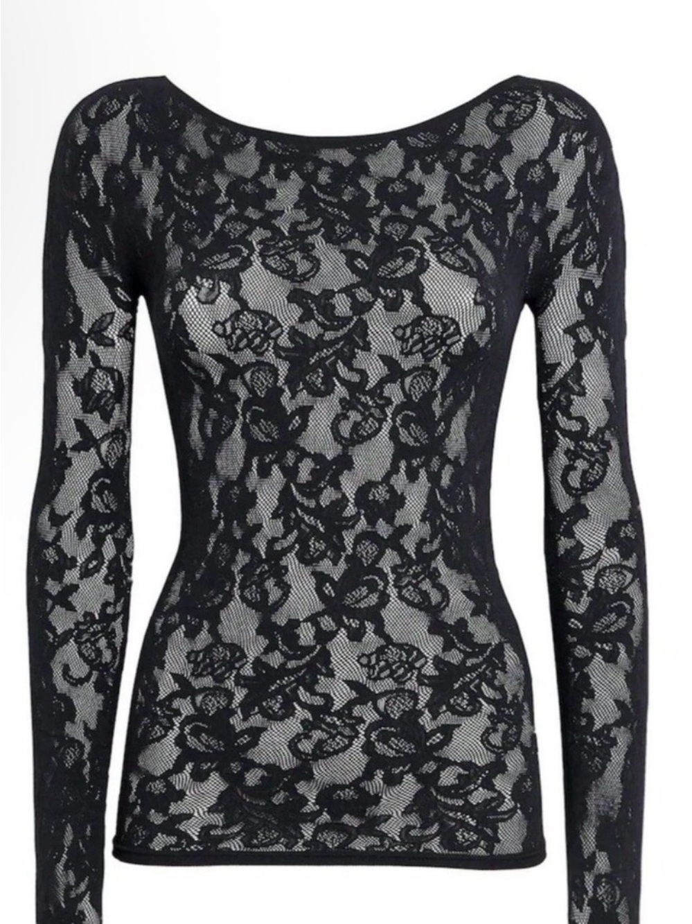 SKIMS NWT Knit Lace Long Sleeve Boat Neck